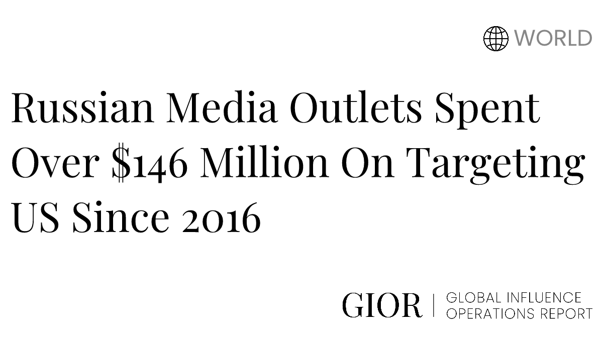 Russian Media Outlets Spent Over 146 Million On Targeting US Since