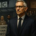 AI image of Muslim Council of Britain Supporting Gary Lineker over his BBC Exit as MPs table Commons tribute to his broadcasting legacy.