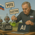 Image of a fictional Russian botfar influence the Australian federal elections