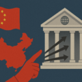 a Chinese hand pointing to a democratic institution illustrating the global reach of Chinese influence operations