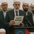 AI image illustrating the European Council of Imams Gaza appeal calling for urgent action, fasting, and solidarity amid escalating violence and humanitarian crisis.