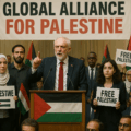 AI-generated image: Jeremy Corbyn at Global Alliance for Palestine launch in London