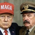 Trump and an Italian fascist, shaking hand showing the proximity of national conservatives to fascism