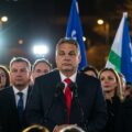 an image of Orban at the European Parliament together with his patriot for Europe group showing the growing far right influence
