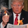 Was President Trump setting a newspaper on fire illustrating his assault on the media?