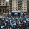 Supporters of the AFD in East Germany, gather for a demonstration