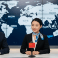 three foreign News anchors discussing global affairs illustrating the influence of foreign state media as influencers