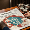 Person reading newspaper on table showing the potential influence of China regarding the sale of the telegraph newspaper