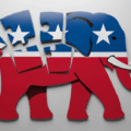 Elephant puzzle with American flag colors