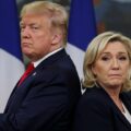 Marine Le Pen, turning her back on Donald Trump, showing her effort to distance the national rally