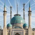 A mosque broadcasting radio waves symbolizing, Iran influence operations in Europe
