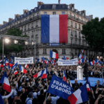 Depicting a far right rally in France that could bring le pen to Power