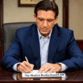 Florida governor Ron DeSantis sigining a proclamation banning the Muslim Brotherhood and CAIR.